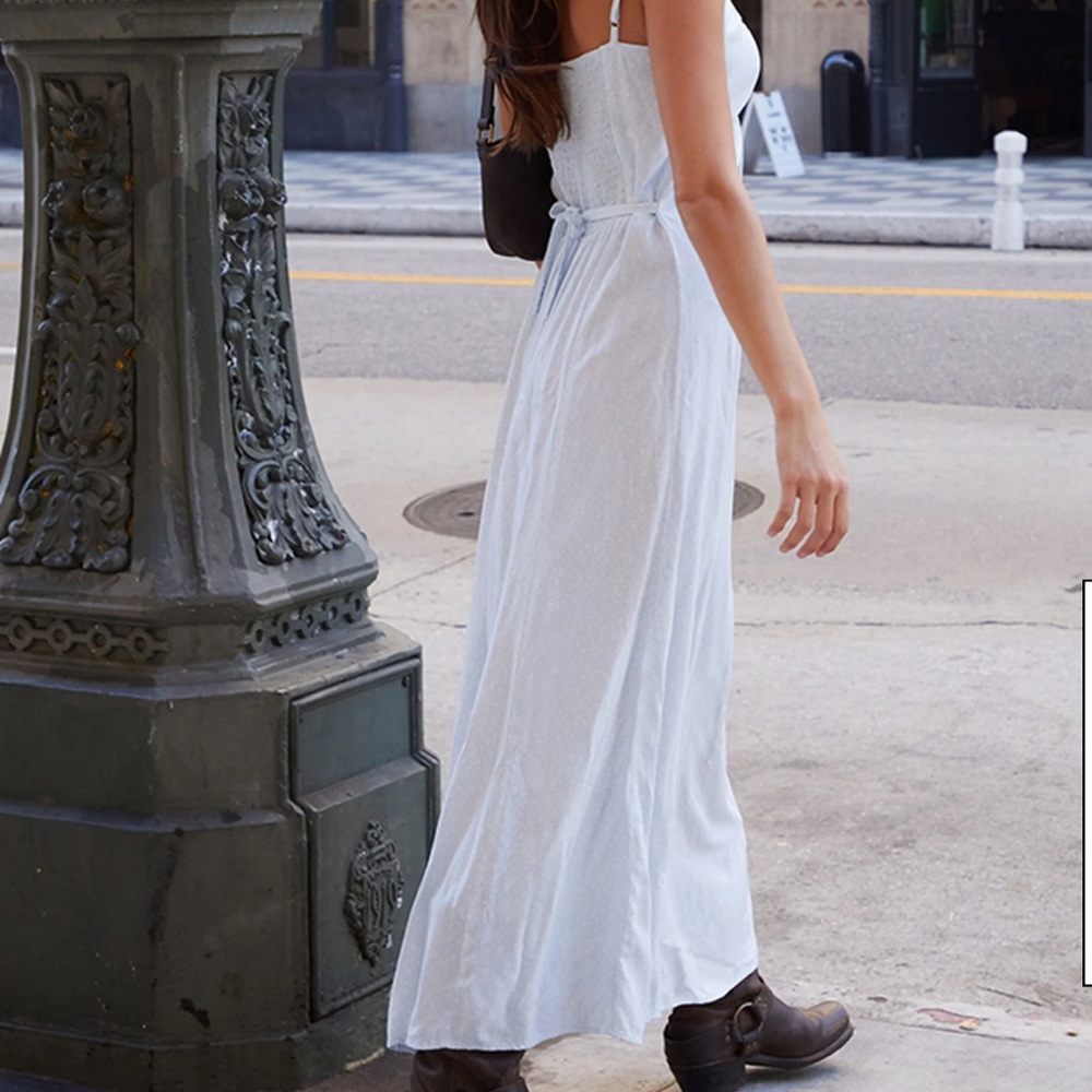 Pacsun Blue Floral Tie Front Slip Dress